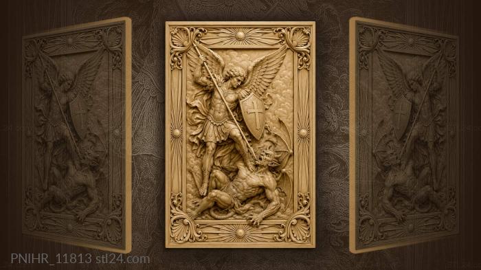Angel defeats demonic winged beast 3d STL model