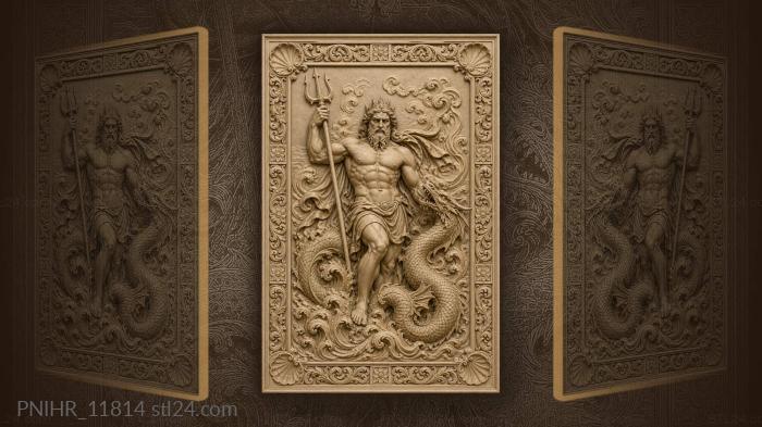 Trident against a serpent among waves 3d STL model