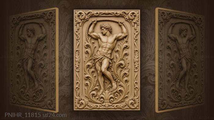 Strongman holding a rope overhead 3d STL model