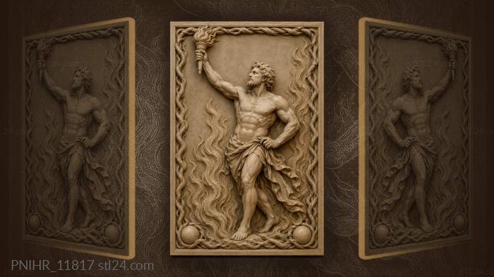 God raising a burning torch 3d STL model
