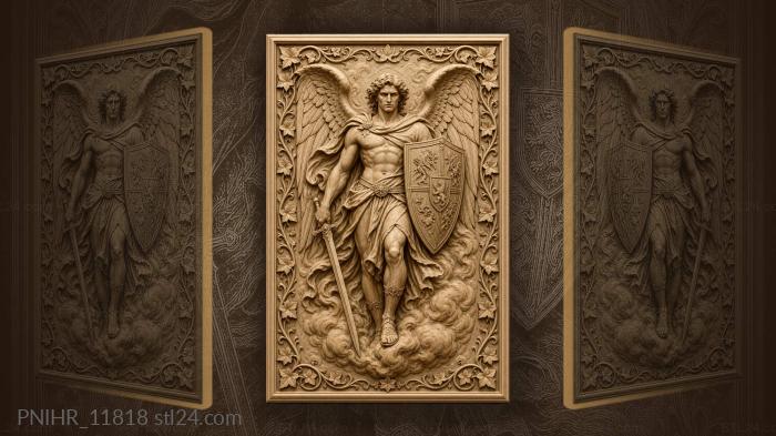 Angel with sword and crested shield 3d STL model