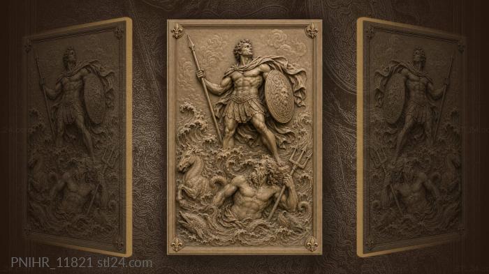 Warrior with trident sea battle 3d STL model