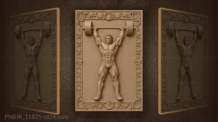 Triumphant lifter drives the barbell skyward 3d STL model
