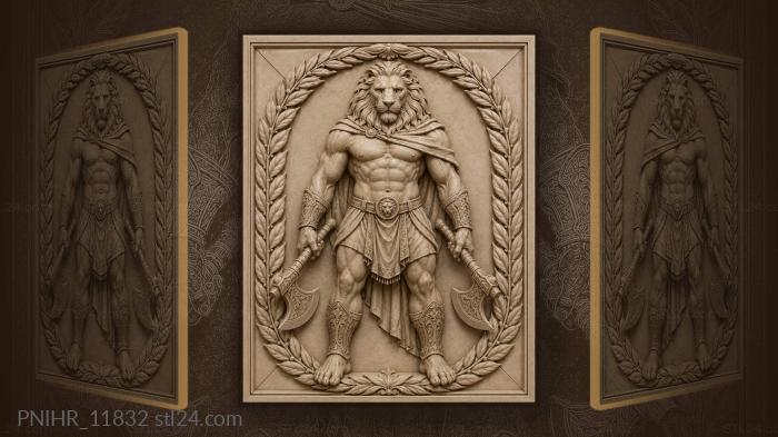 Lion head with two axes 3d STL model