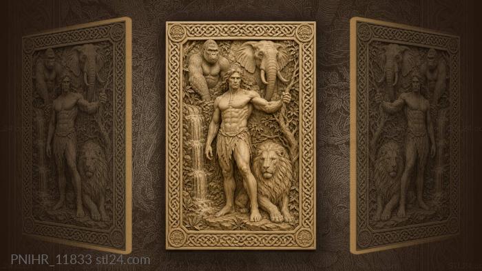 Strong man with jungle companions 3d STL model