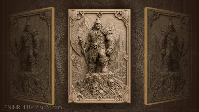 Orc on crag before distant fortress 3d STL model