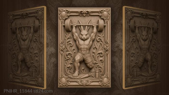 Strong rabbit lifts heavy weight 3d STL model