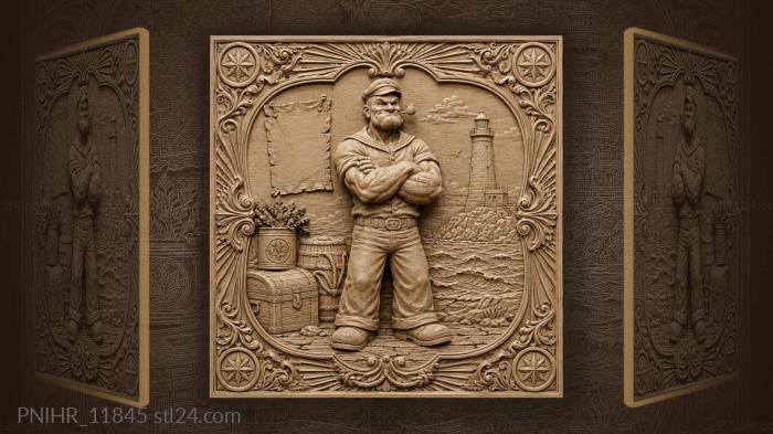 Popeye sailor wanted seascape lighthouse 3d STL model