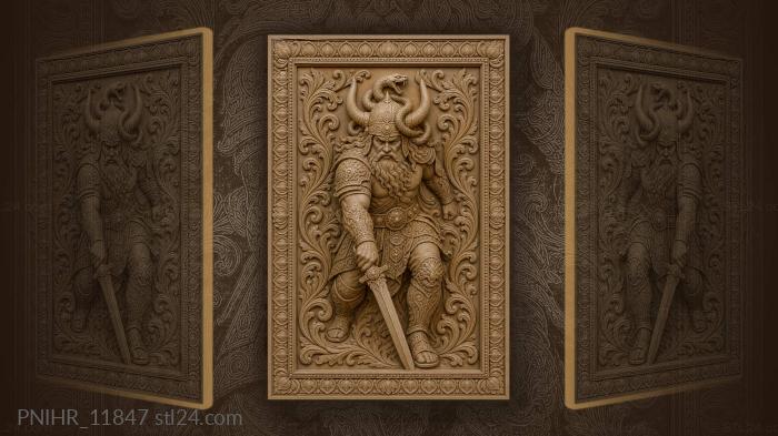Strongman in horned helmet with snake 3d STL model