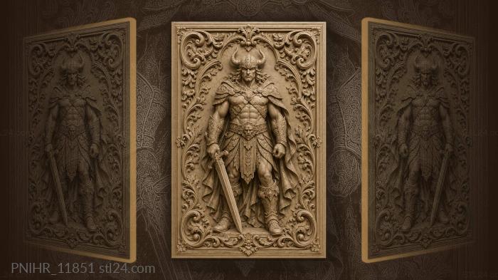 Horned helmet with lowered sword 3d STL model