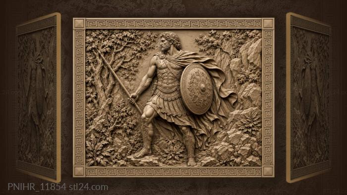 Warrior in robe among foliage rocks 3d STL model