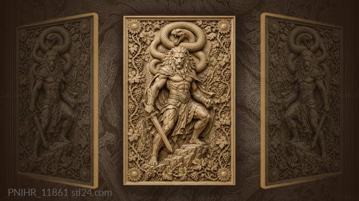 Serpent above a lion warriors head 3d STL model