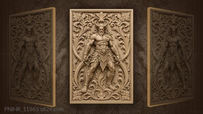 Horned fighter with two curved swords 3d STL model