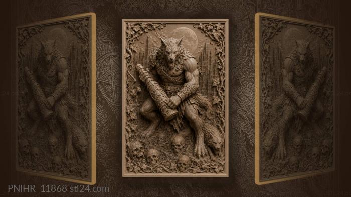 Werewolf warrior under gothic moon 3d STL model