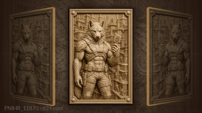 Wolf guardian of future city 3d STL model