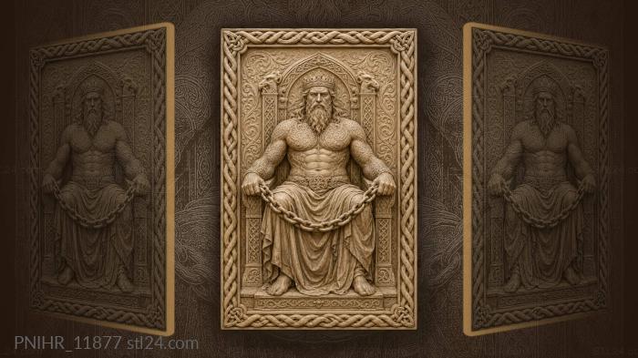 Royal king with chain and tattoos 3d STL model
