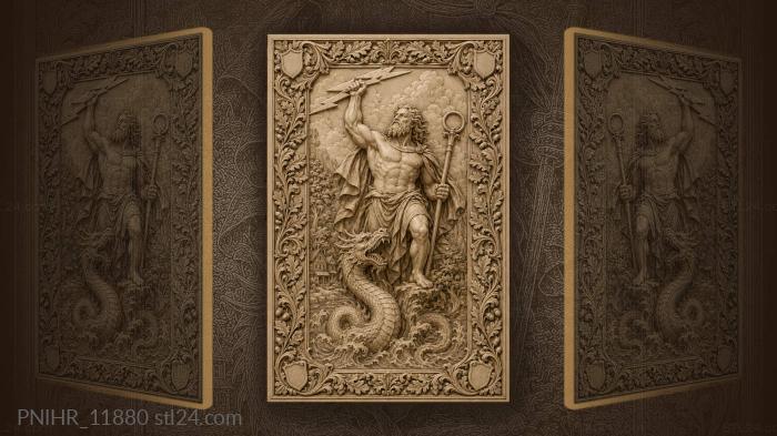 Lightning above a river where a dragon rises 3d STL model