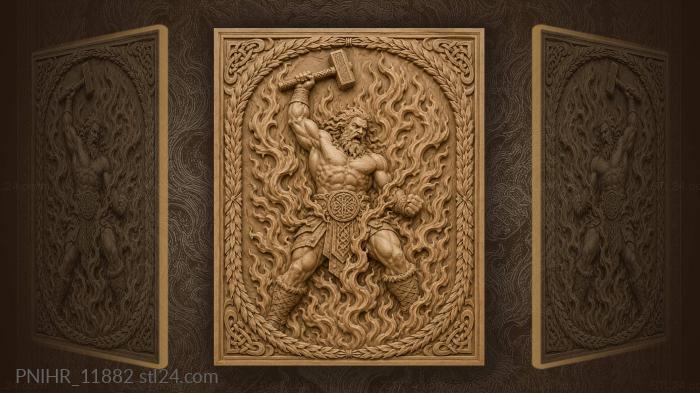 Flames around a man with a hammer 3d STL model