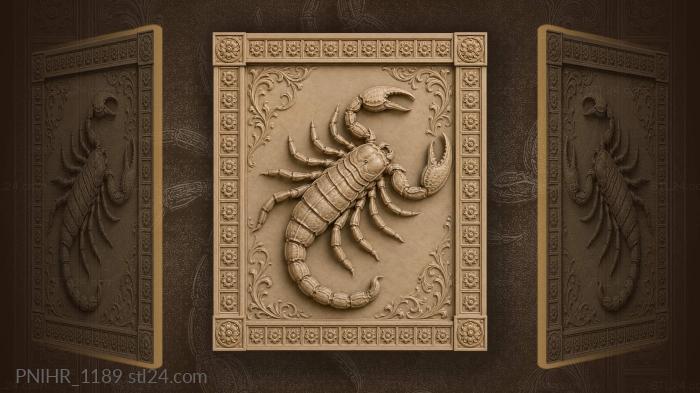 Corner medallions framing the scorpion 3d STL model