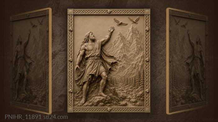 Hero gazes at distant mountains 3d STL model