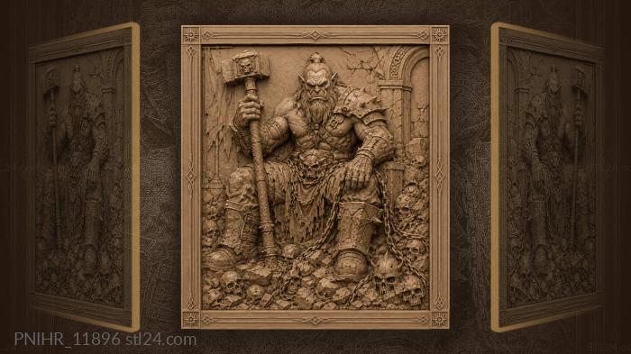 Orc warrior on battle ruins 3d STL model