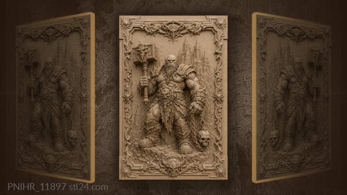 Orc warrior with hammer and skull 3d STL model