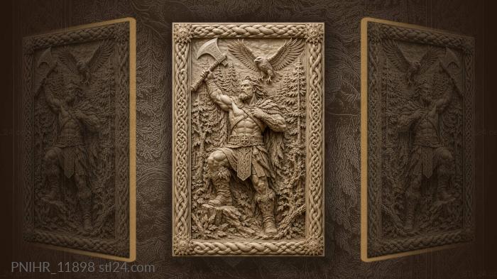 Axe raised beneath a soaring eagle 3d STL model