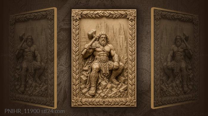 Hammer bearer resting on the city ruins 3d STL model