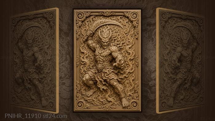 Fiery demon with curved blade 3d STL model