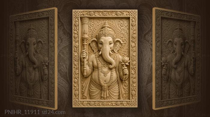Ganesha with staff and lotus 3d STL model