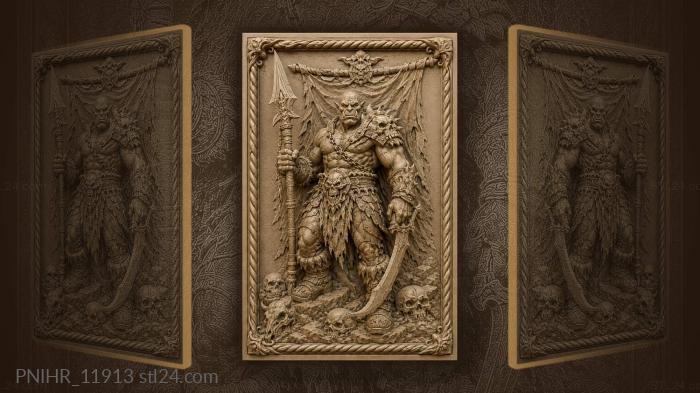 Orc warrior with spear and sword 3d STL model