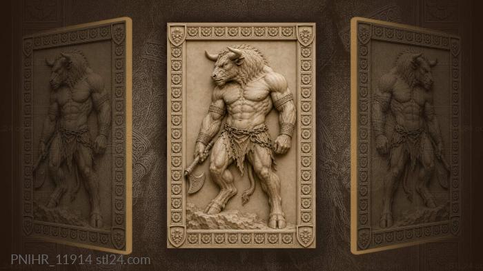 Minotaur with armbands and chain belt 3d STL model