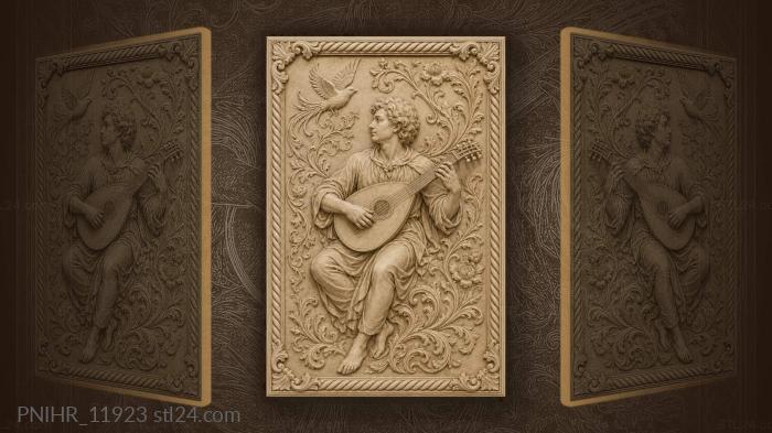 Musician with bird floral design 3d STL model