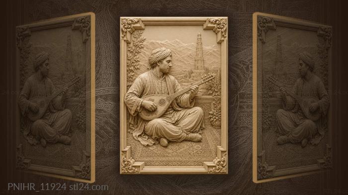 Musician tower distant mountains carpet 3d STL model