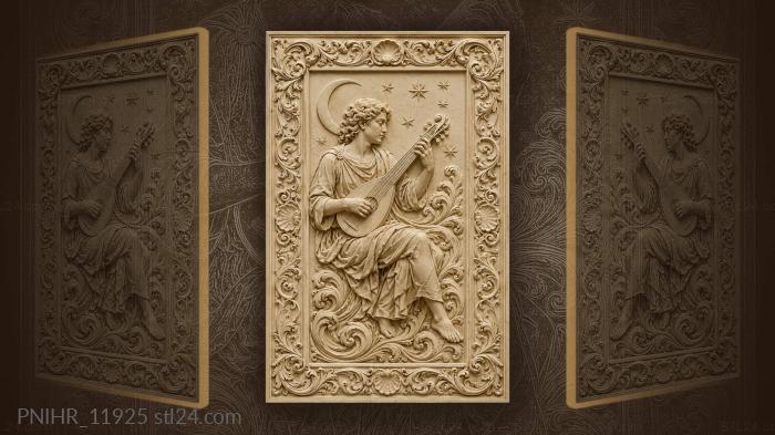 String player under crescent and stars 3d STL model