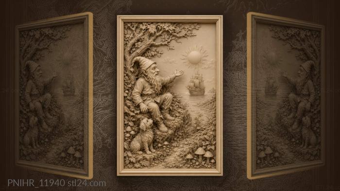 Gnome watches distant sailing ship 3d STL model