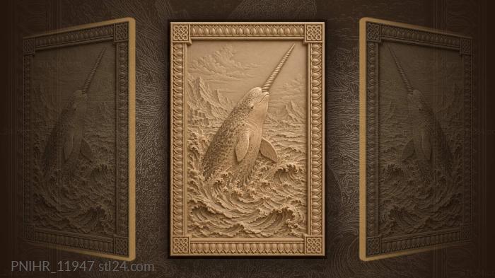 Narwhal breaching stormy arctic waters 3d STL model