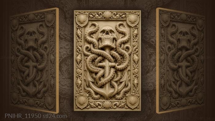 Anchor descends as tentacles surround the skull 3d STL model