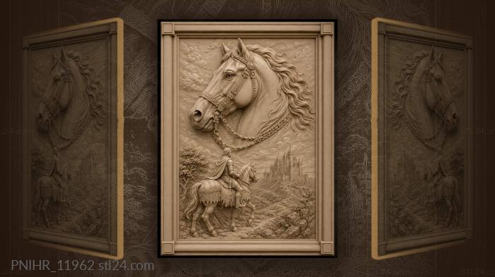 Bridled horse head above the castle road 3d STL model