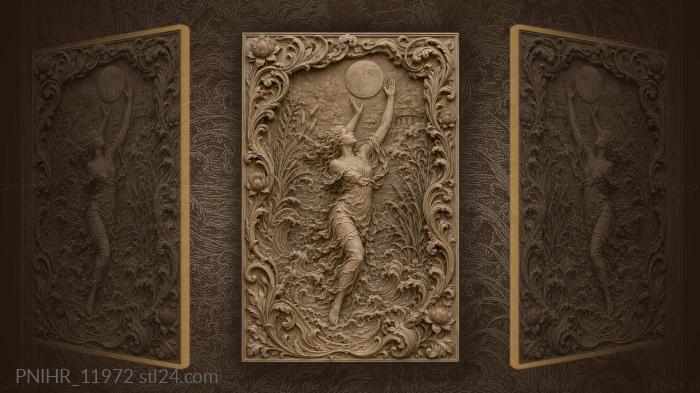 Moonlit nymph rising from waves 3d STL model