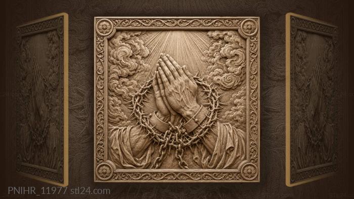Praying hands thorns light supplication 3d STL model
