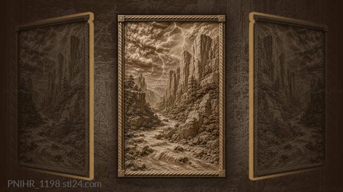 Storm over winding river canyon 3d STL model