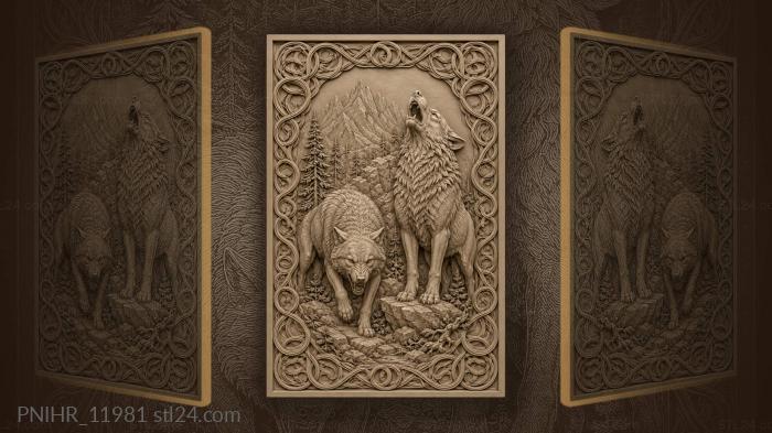 Prowling wolf stalks while companion howls 3d STL model
