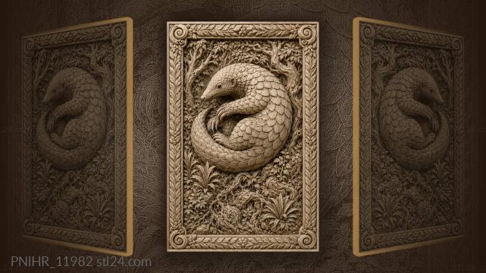 Pangolin curled around the deep thicket 3d STL model