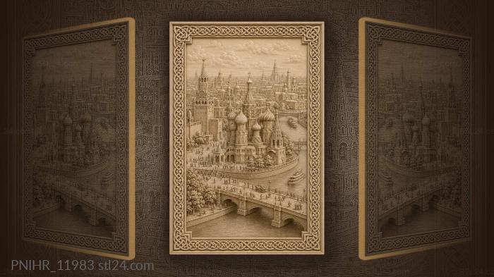 Moscow skyline with saint basil’s 3d STL model