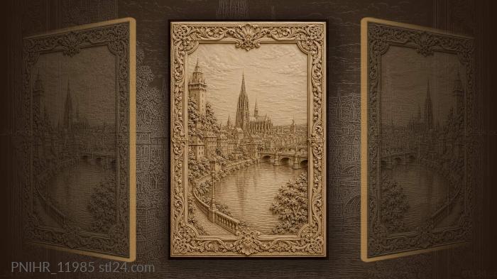 Cathedral spire and tower across the river 3d STL model