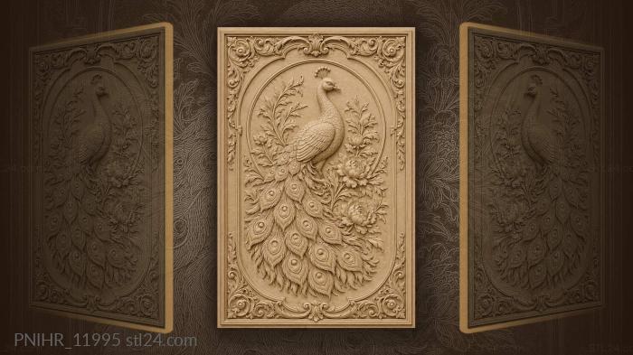 Stately peacock crosses a floral circle 3d STL model