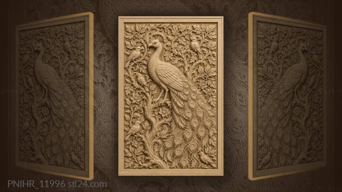Majestic peacock among lush vines 3d STL model
