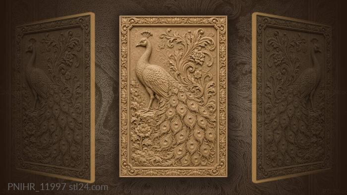Long tailed bird among lotus petals 3d STL model