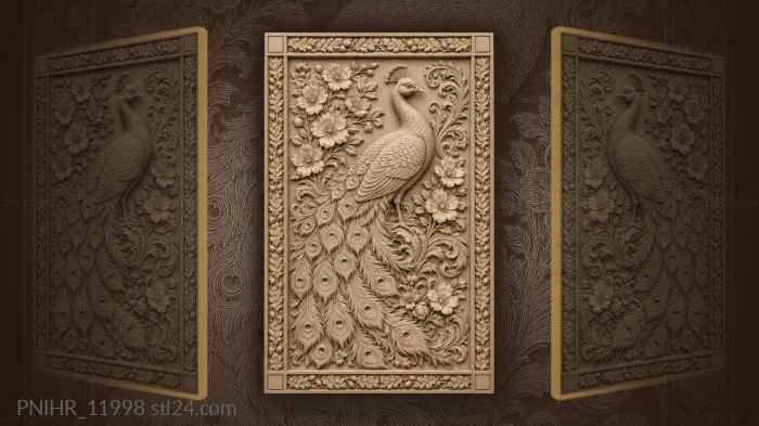 Proud peacock with floral tail 3d STL model